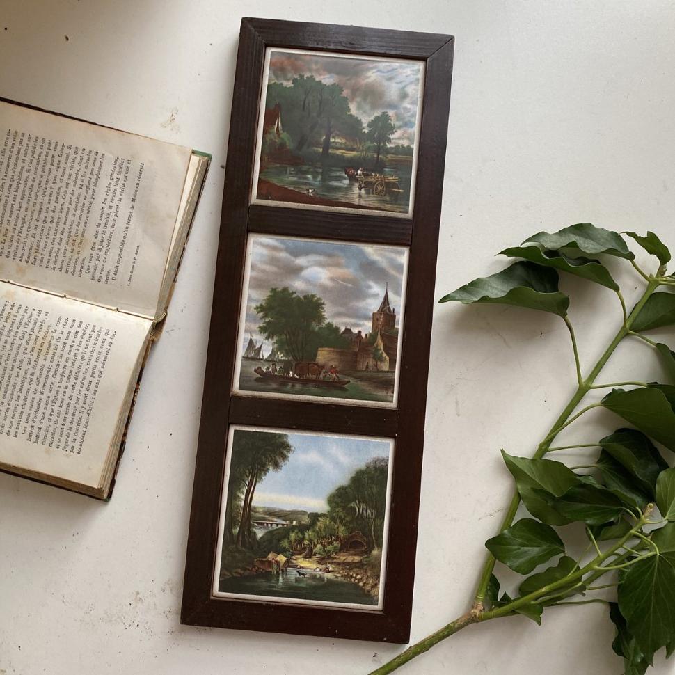 Панно настенное 14,5х40 см керамика дерево Голландия