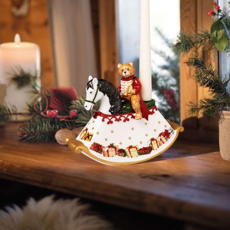 Подсвечник ВиллеройБох Christmas Toy's Мишка на лошадке-качалке 22 см Германия
