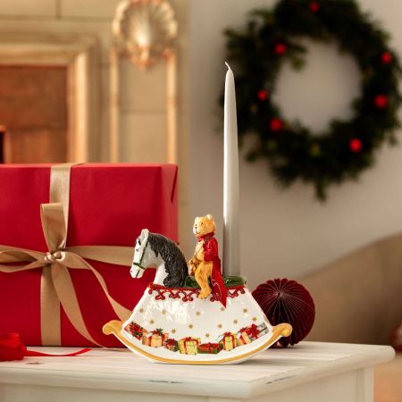 Подсвечник ВиллеройБох Christmas Toy's Мишка на лошадке-качалке 22 см Германия