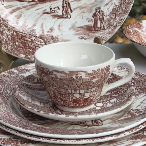 Чайная пара J.Broadhurst & Sons Swan Inn 200 мл Англия ironstone