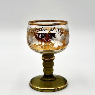 Бокал Виноград золото 170 мл на ножке цвета оливы хрусталь 