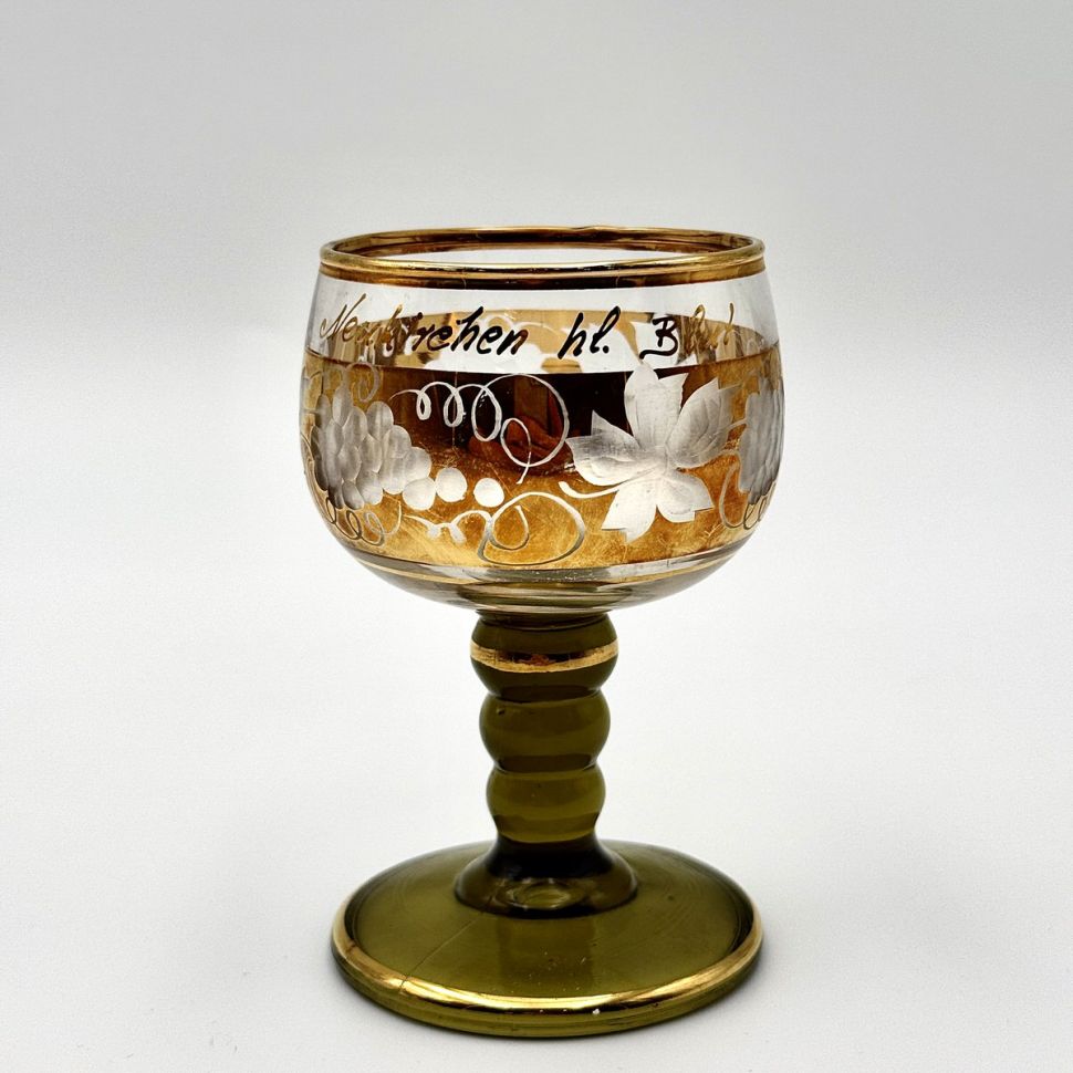 Бокал Виноград золото 170 мл на ножке цвета оливы хрусталь 