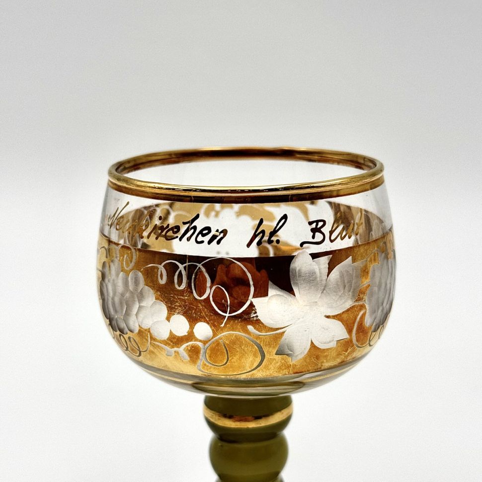 Бокал Виноград золото 170 мл на ножке цвета оливы хрусталь 