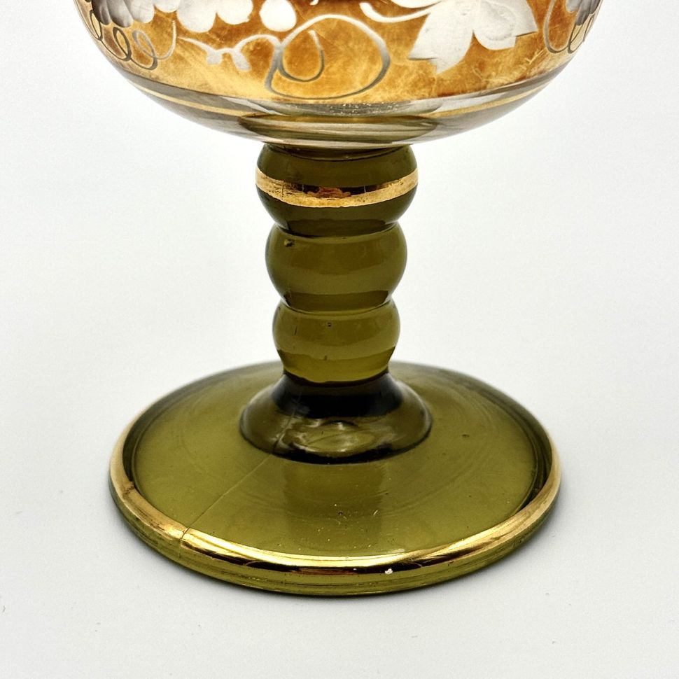 Бокал Виноград золото 170 мл на ножке цвета оливы хрусталь 