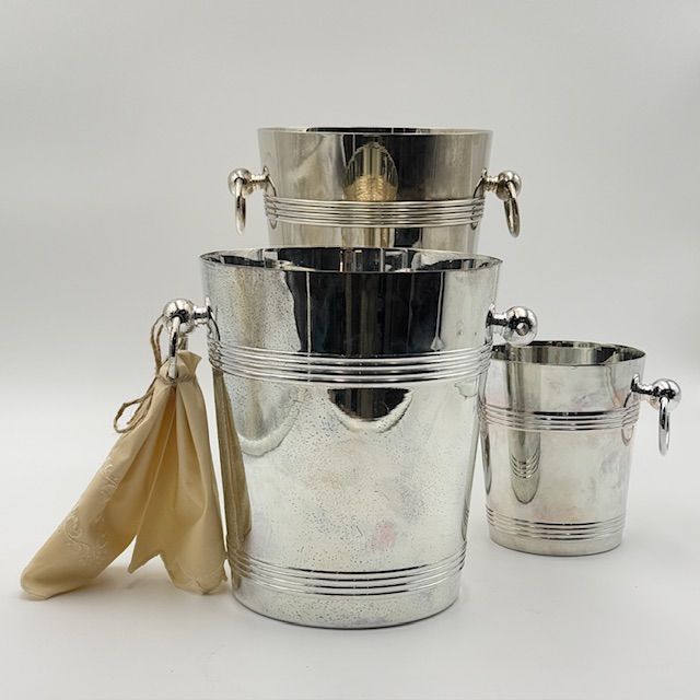 Ведро для охлаждения вина серебрение без 1 кольца с салфеткой 22 см