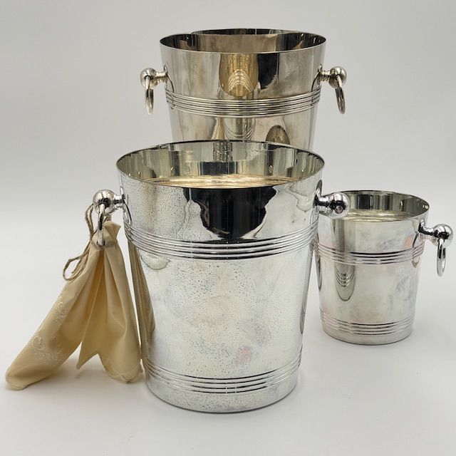 Ведро для охлаждения вина серебрение без 1 кольца с салфеткой 22 см