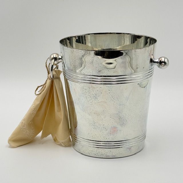 Ведро для охлаждения вина серебрение без 1 кольца с салфеткой 22 см