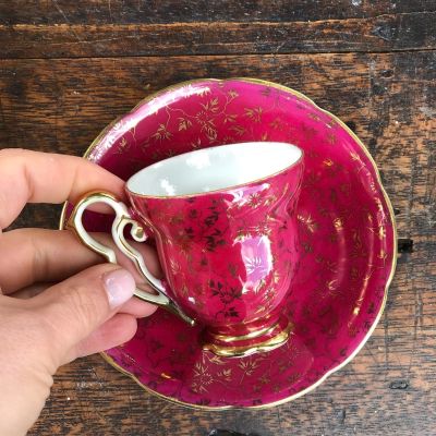 Кофейная пара бордо с золотом