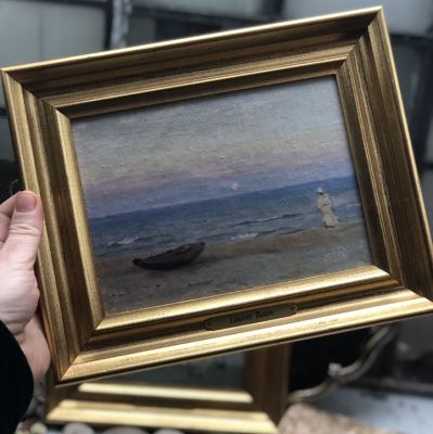 Картина холст масло Лодка Laurits Tuxen оригинал 