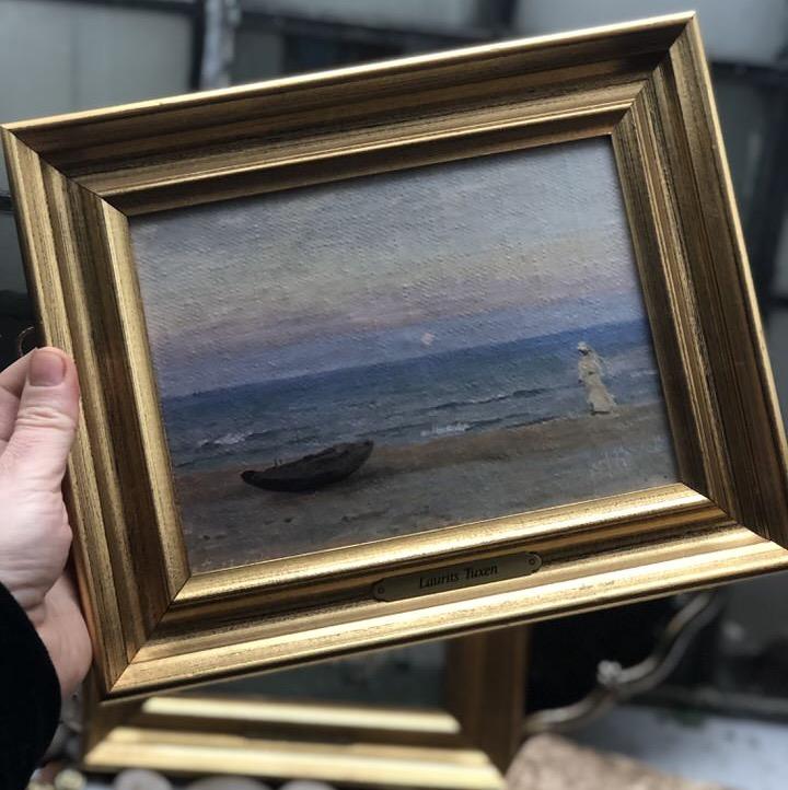 Картина холст масло Лодка Laurits Tuxen оригинал