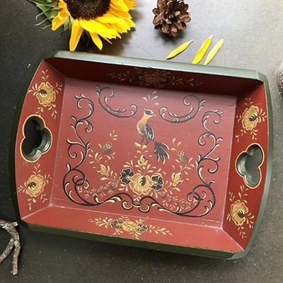 Поднос деревянный малый красный