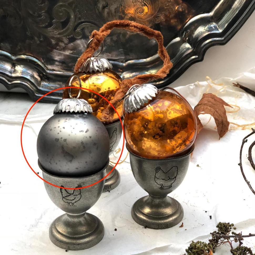 Шар елочный Серый с "патиной"