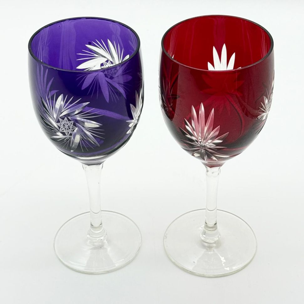 Бокал набор 2 шт. 300 мл цветной хрусталь Чехия