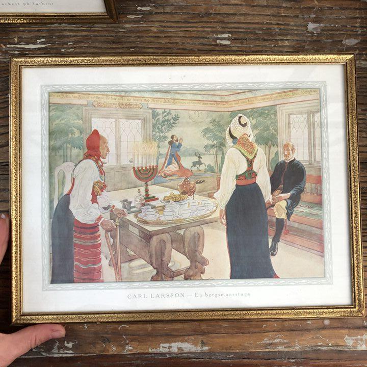 Репродукция в раме Carl Larsson En bergsmansstuga 33x25 см. (трещины на стекле)