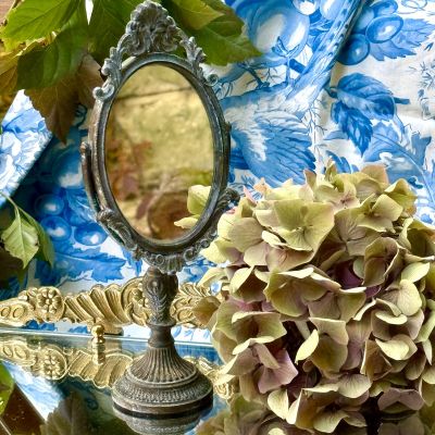 Зеркало настольное Ампир 25 см латунь Франция 