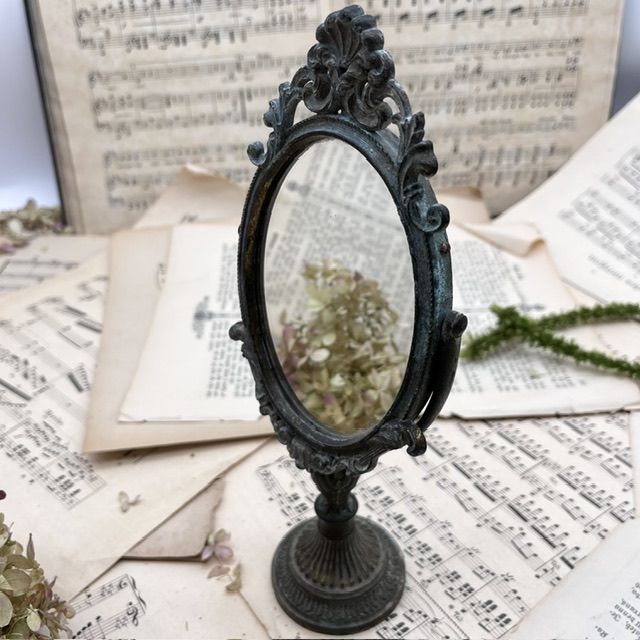 Зеркало настольное Ампир 25 см латунь Франция 