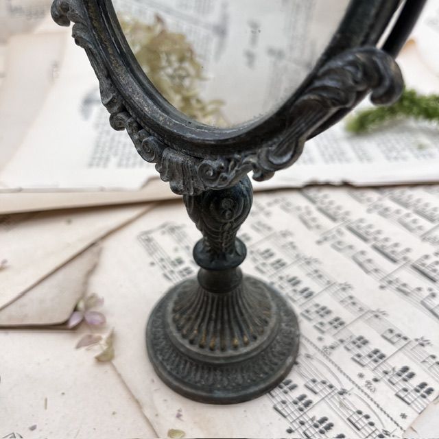 Зеркало настольное Ампир 25 см латунь Франция 