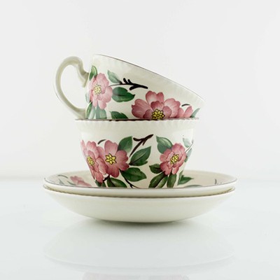 Чайная пара Шиповник, ручная роспись, Англия