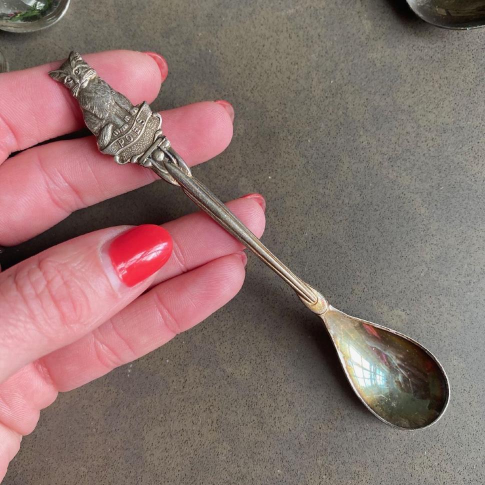 Ложка чайная 13 см Кошка мельхиор