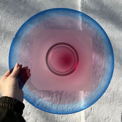 Блюдо круглое 37 см стекло Швеция синее