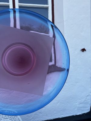 Блюдо круглое 37 см стекло Швеция синее