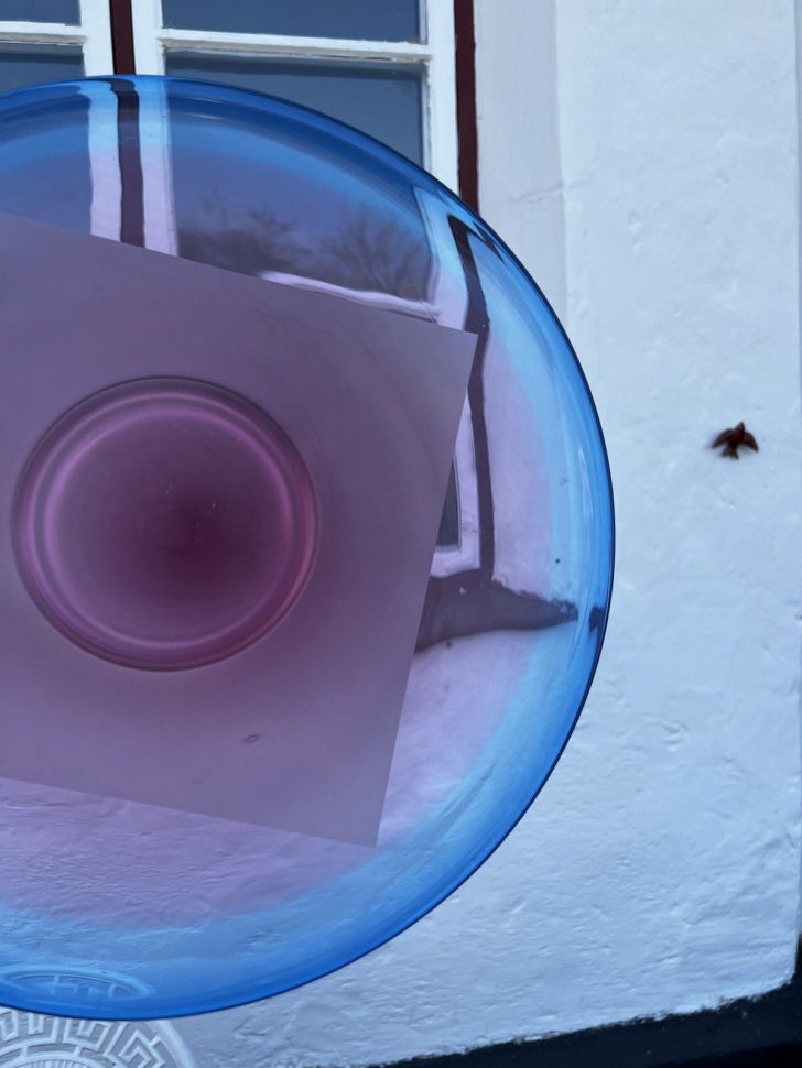 Блюдо круглое 37 см стекло Швеция синее