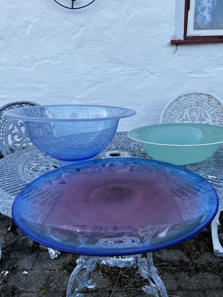 Блюдо круглое 37 см стекло Швеция синее