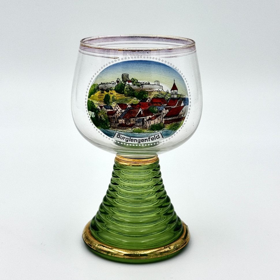 Бокал 280 мл на зеленой ножке хрусталь