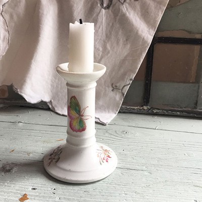 Подсвечник фарфор с ручной росписью бабочки