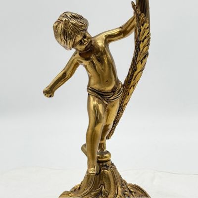 Лампа настольная Путти 38 см латунь стекло Франция