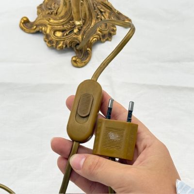 Лампа настольная Путти 38 см латунь стекло Франция