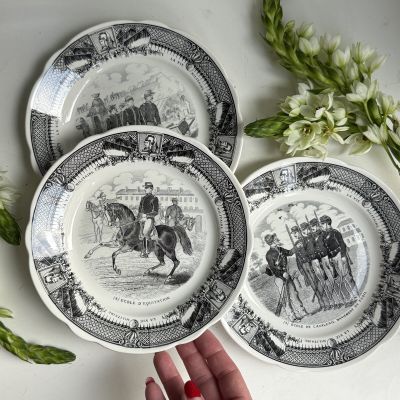 Тарелка Sarreguemines Кавалерийская школа 19 см Франция конец 19 в. 