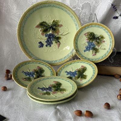 Блюдо и 5 тарелок Майолика керамика 