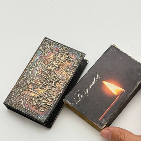 Чехол на спичечный коробок Трактир 11 см мельхиор