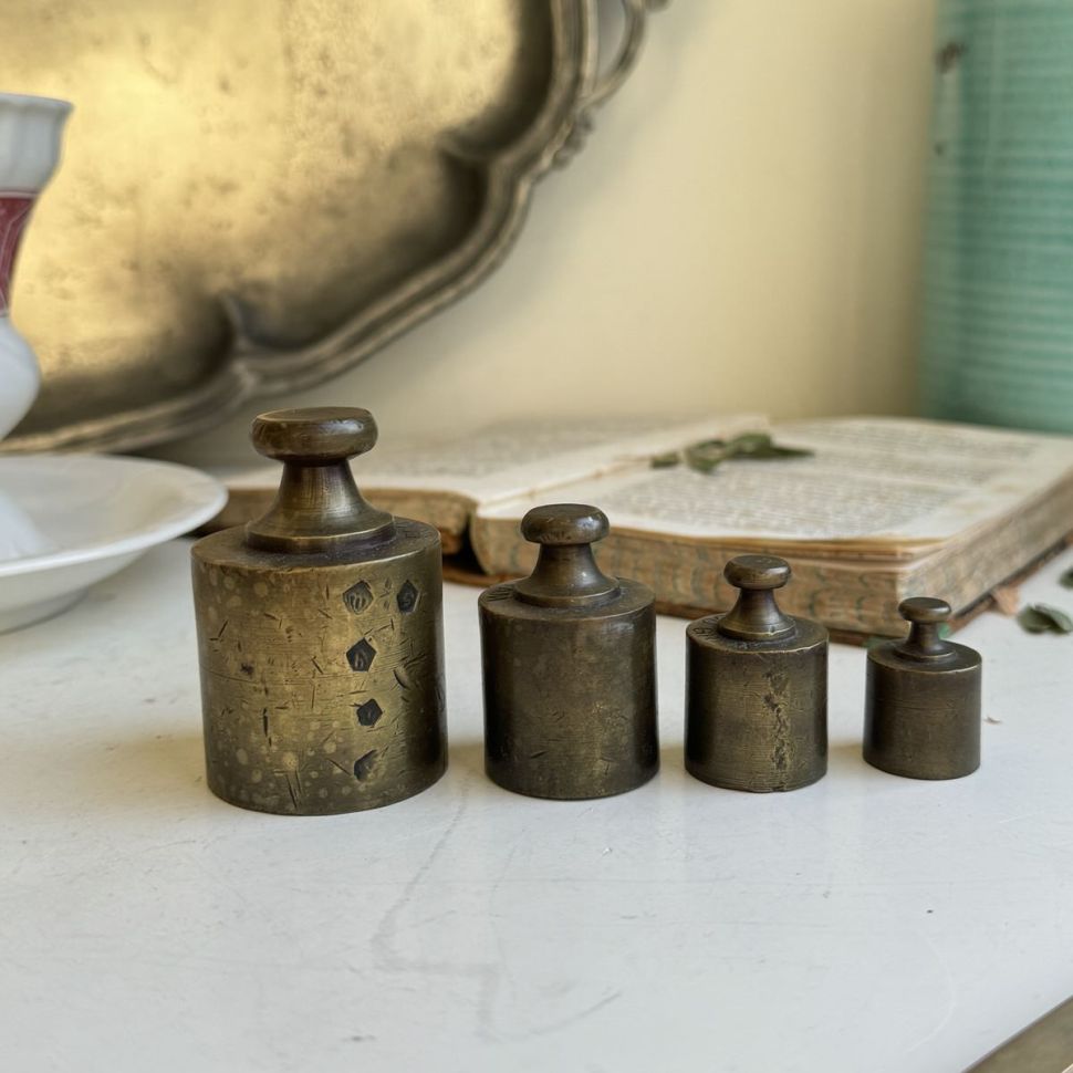 Гири для старинных весов набор 4 шт. латунь