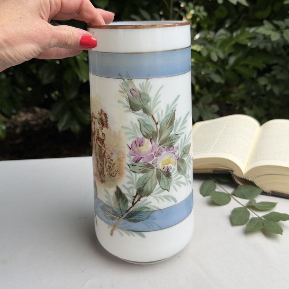 Ваза 28 см ручная роспись опалиновое стекло Франция