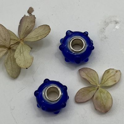 Шарм синий серебро муранское стекло