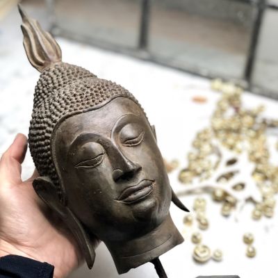 Статуэтка декоративная на подставке Голова Будды