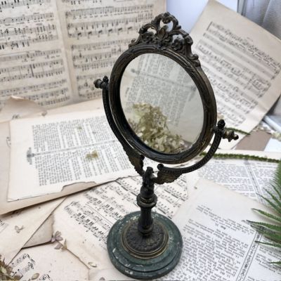 Зеркало настольное круглое Ампир 32 см латунь Франция