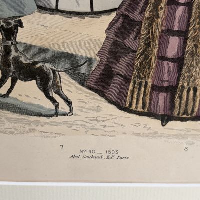 Картина литография Модная иллюстрация из журнала для дам 19 века 60х50 см Франция