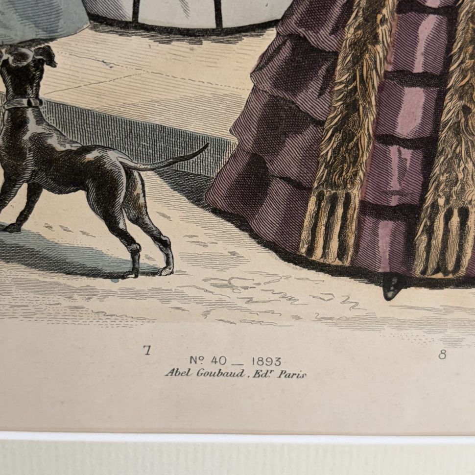 Картина литография Модная иллюстрация из журнала для дам 19 века 60х50 см Франция