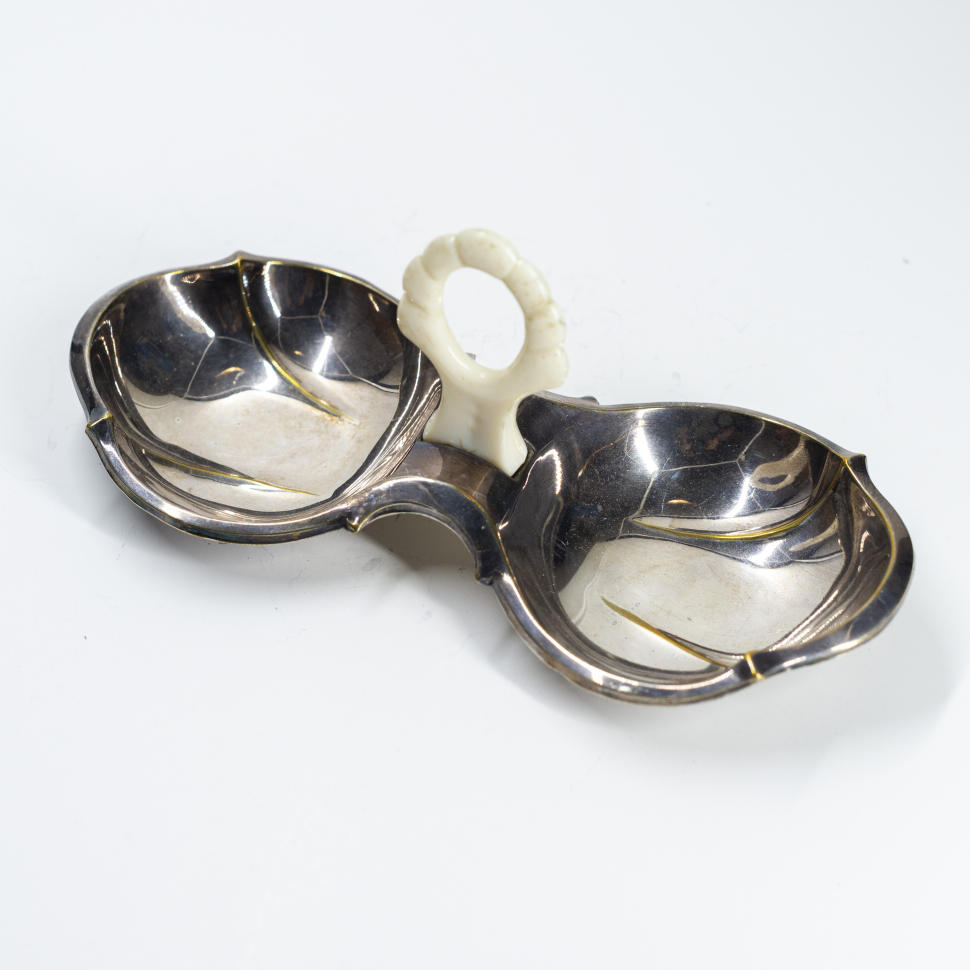 Менажница на 2 отделения, мельхиор