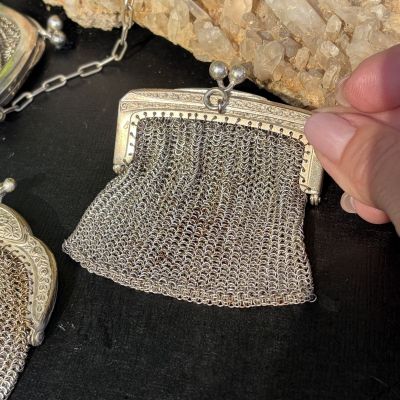 Кошелек кольчужный для мелочи на шатлен серебро 8 см