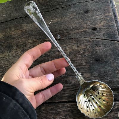 Ложка шумовка ситечко вензель 22 см мельхиор уценка