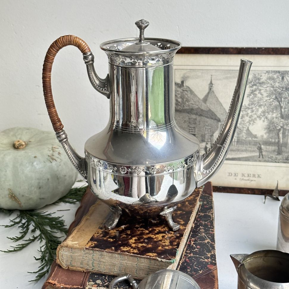 Чайник кофейник на лапках 1,1 л олово серебрение