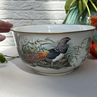 Салатник Franklin Porcelain The Lady Amherst's Pheasant Game Bird 25 см фарфор 1983 г.