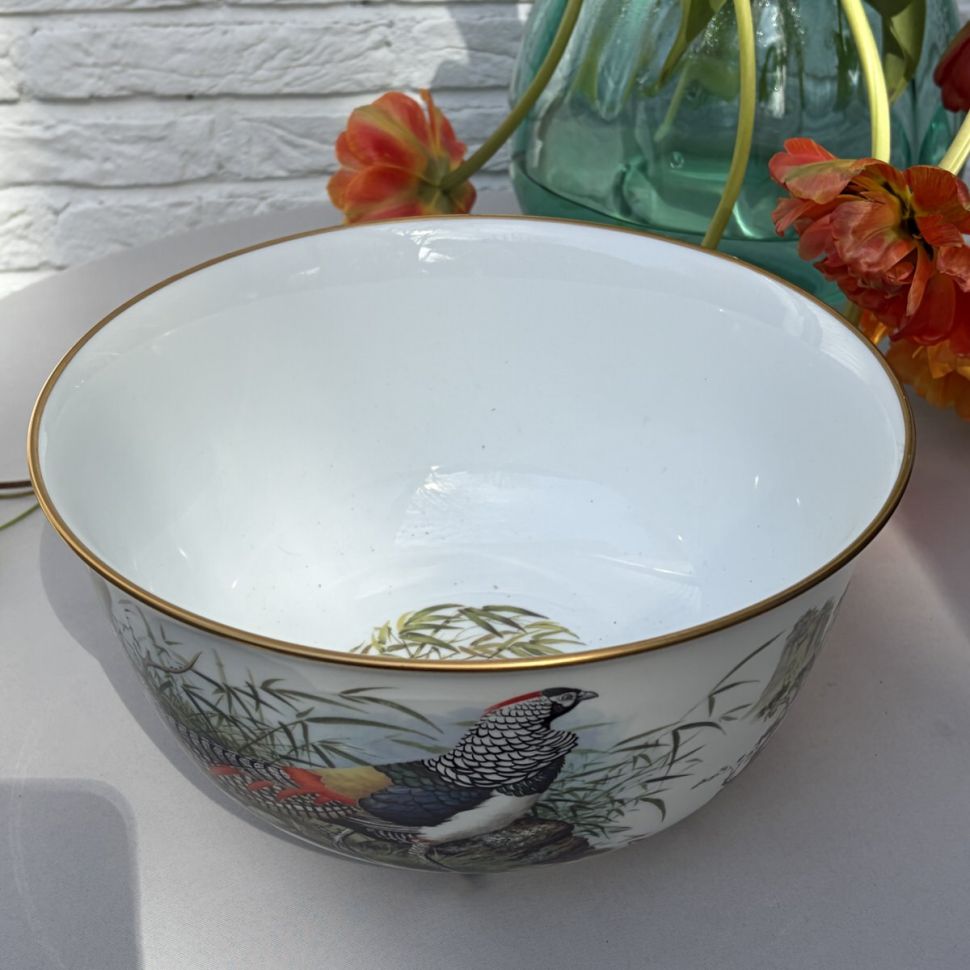 Салатник Franklin Porcelain The Lady Amherst's Pheasant Game Bird 25 см фарфор 1983 г.