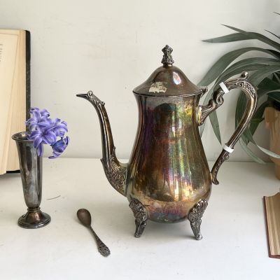Чайник кофейник 1,1 л мельхиор патина серебрение