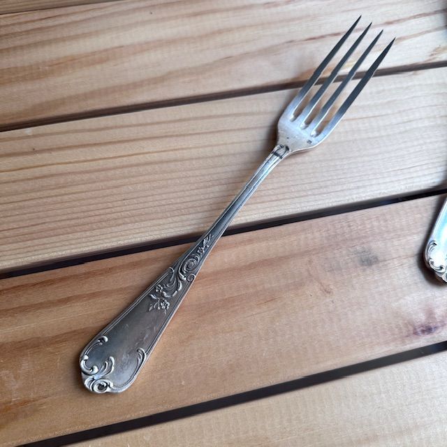 Вилка ложка набор 2 предмета сталь серебрение Франция