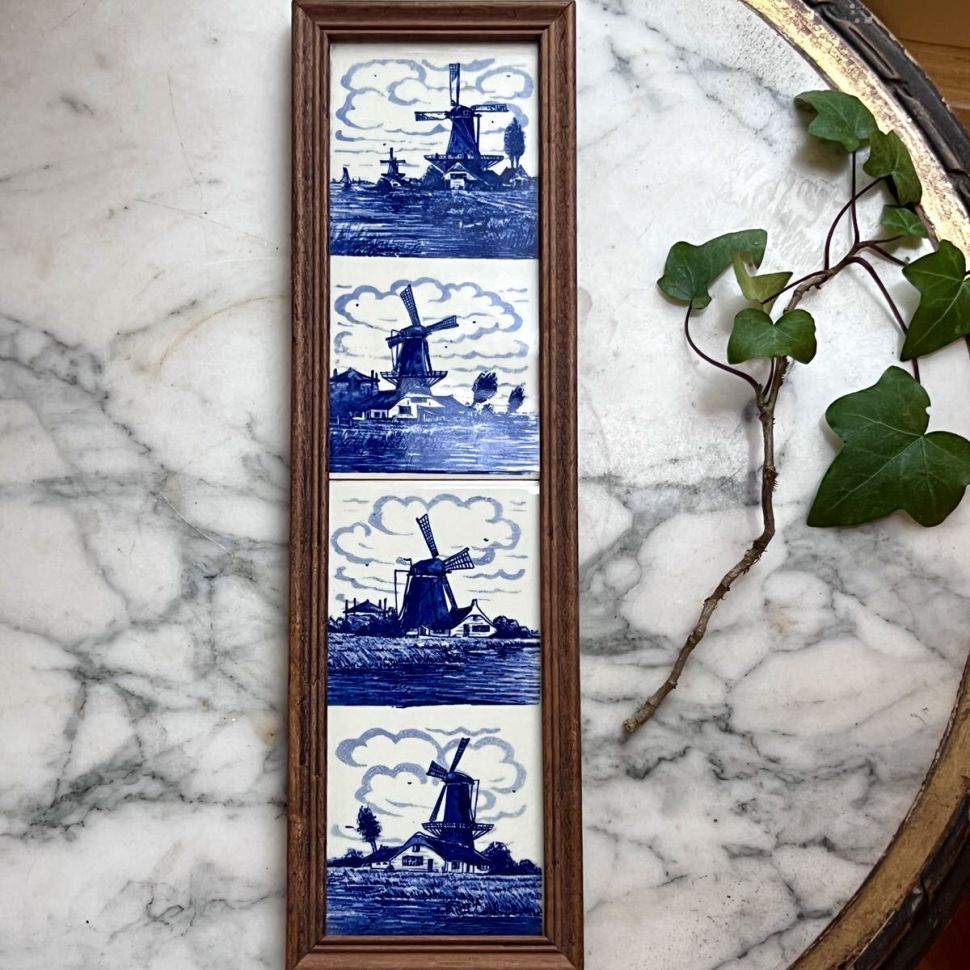 Панно Мельницы в деревянной раме 32 см Голландия 